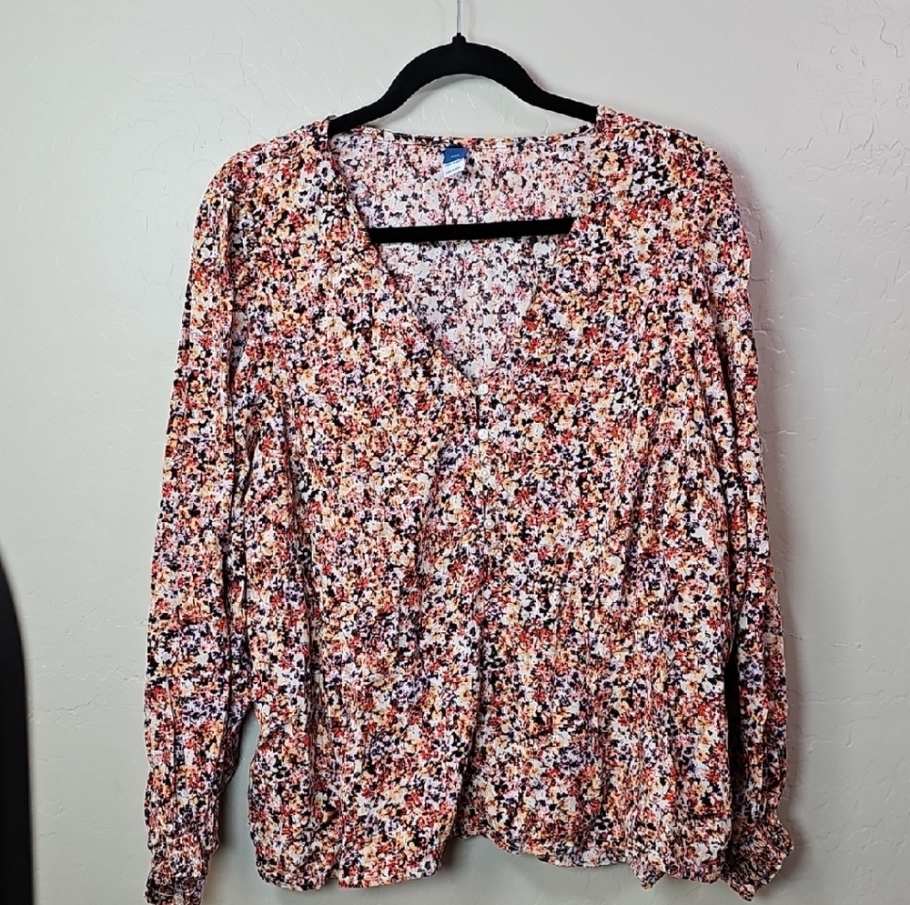 Womans Boho Flowy Fairy Sleeves Multicolor Floral Blouse 100119